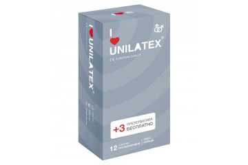Презервативы с рёбрами Unilatex Ribbed - 12 шт. + 3 шт. в подарок