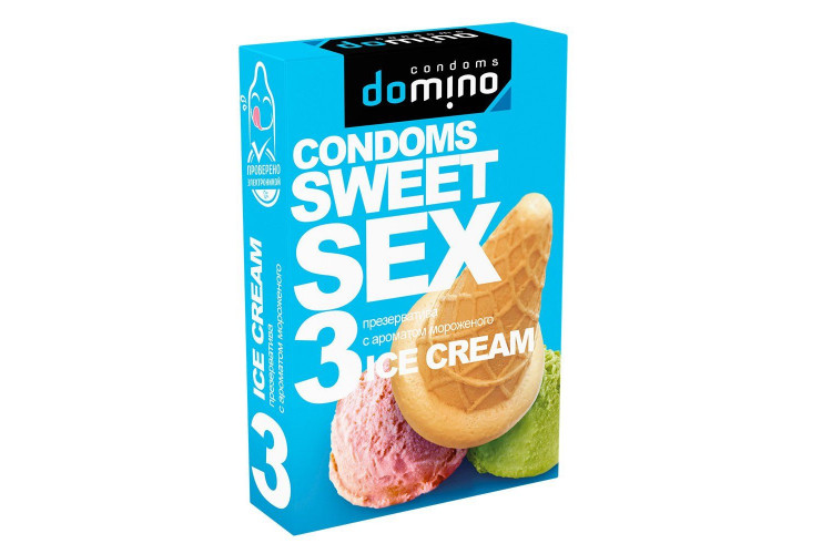 Презервативы для орального секса DOMINO Sweet Sex с ароматом мороженого - 3 шт.
