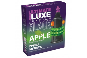 Черный стимулирующий презерватив «Грива мулата» с ароматом яблока - 1 шт.