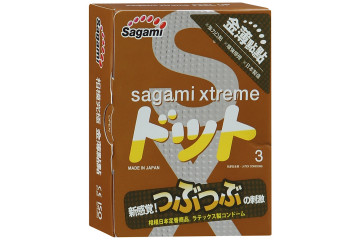 Презервативы Sagami Xtreme Feel Up с точечной текстурой и линиями прилегания - 3 шт.