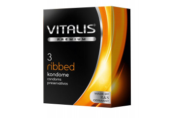 Ребристые презервативы VITALIS PREMIUM ribbed - 3 шт.