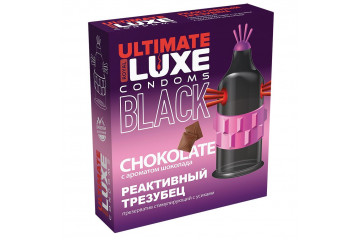 Черный стимулирующий презерватив «Реактивный трезубец» с ароматом шоколада - 1 шт.