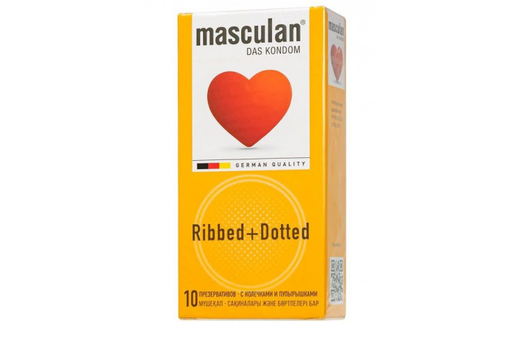 Презервативы с колечками и пупырышками Masculan Ribbed+Dotted - 10 шт.