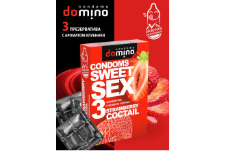 Презервативы для орального секса DOMINO Sweet Sex с ароматом клубничного коктейля - 3 шт.