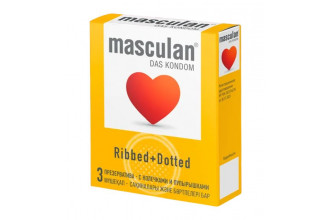 Презервативы с колечками и пупырышками Masculan Ribbed+Dotted - 3 шт.