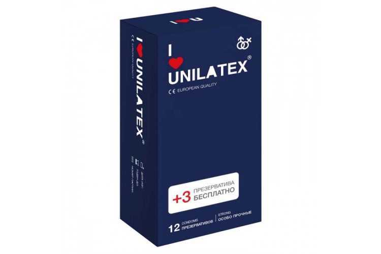 Ультрапрочные презервативы Unilatex Extra Strong - 12 шт. + 3 шт. в подарок