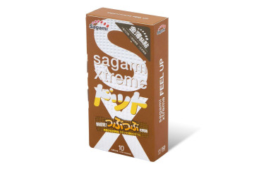 Презервативы Sagami Xtreme Feel Up с точечной текстурой и линиями прилегания - 10 шт.