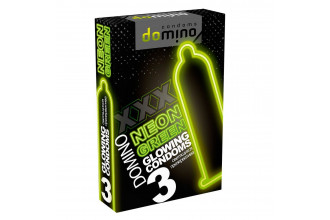 Презервативы DOMINO Neon Green со светящимся в темноте кончиком - 3 шт.