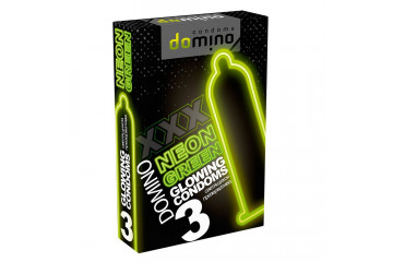Презервативы DOMINO Neon Green со светящимся в темноте кончиком - 3 шт.