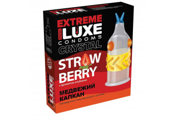 Стимулирующий презерватив «Медвежий капкан» с ароматом клубники - 1 шт.