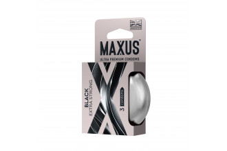 Черные утолщенные презервативы MAXUS Extra Strong с железным кейсом - 3 шт.