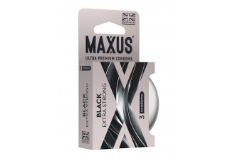 Черные утолщенные презервативы MAXUS Extra Strong с железным кейсом - 3 шт.