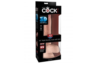 Телесный фаллоимитатор на присоске 10 Triple Density Cock with Balls - 26,7 см.