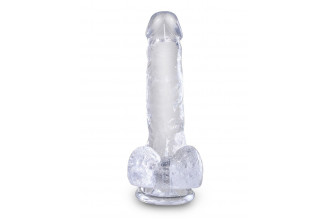 Прозрачный фаллоимитатор King Cock Clear 6 Cock with Balls - 17,8 см.