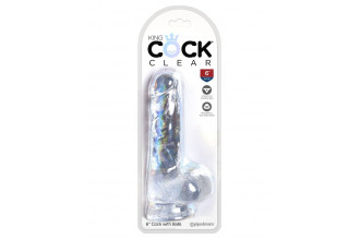 Прозрачный фаллоимитатор King Cock Clear 6 Cock with Balls - 17,8 см.
