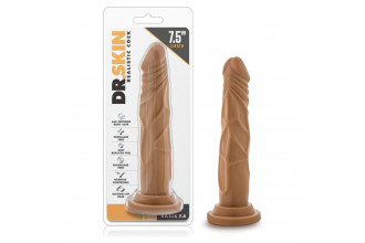 Кофейный фаллоимитатор без мошонки Dr. Skin Realistic Cock Basic 7.5 - 19 см.
