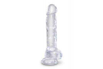 Прозрачный фаллоимитатор 8 Cock with Balls - 22,2 см.