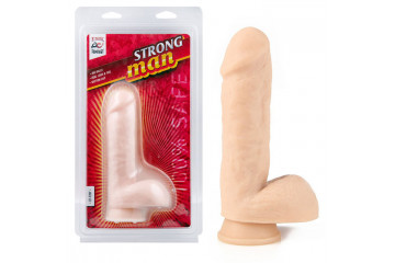 Реалистичный фаллоимитатор Strong Man с мошонкой - 16 см.