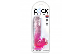 Розовый фаллоимитатор с мошонкой на присоске 6’’ Cock with Balls - 17,8 см.