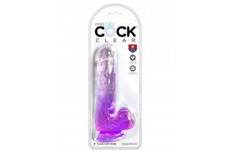 Фиолетовый фаллоимитатор с мошонкой на присоске 6’’ Cock with Balls - 17,8 см.