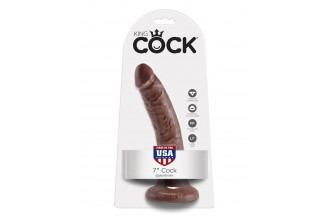 Коричневый фаллоимитатор с присоской 7 Cock - 17,8 см.