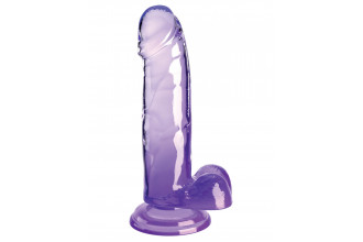Фиолетовый фаллоимитатор с мошонкой на присоске 7’’ Cock with Balls - 20,3 см.