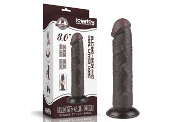 Коричневый фаллоимитатор 8 Sliding Skin Dual Layer Dong - 20 см.