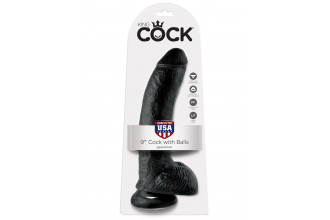 Чёрный фаллоимитатор 9 Cock with Balls - 22,9 см.