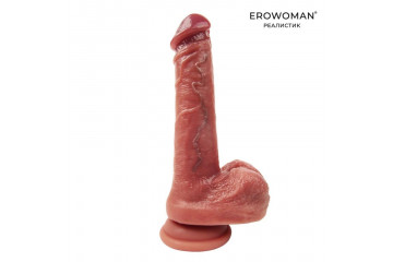 Телесный фаллоимитатор на мощной присоске - 19,5 см.
