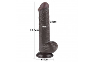 Коричневый фаллоимитатор 8 Sliding Skin Dual Layer Dong на присоске - 20,8 см.