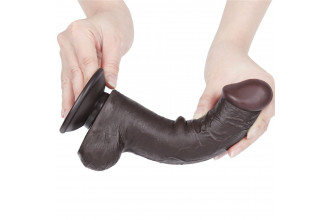 Коричневый фаллоимитатор 8 Sliding Skin Dual Layer Dong на присоске - 20,8 см.