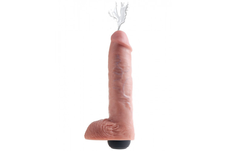 Телесный фаллоимитатор с функцией семяизвержения 11 Squirting Cock with balls - 27,9 см.