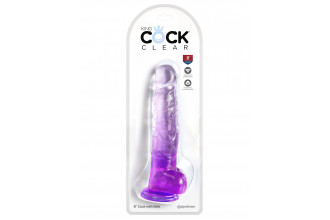 Фиолетовый фаллоимитатор с мошонкой на присоске 8’’ Cock with Balls - 22,2 см.