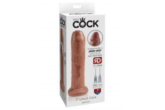 Кофейный необрезанный фаллоимитатор на присоске 7 Uncut Cock - 19,1 см.
