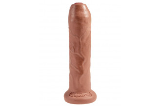 Кофейный необрезанный фаллоимитатор на присоске 7 Uncut Cock - 19,1 см.