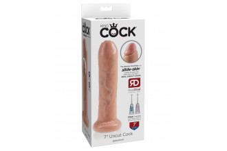 Телесный необрезанный фаллоимитатор на присоске 7 Uncut Cock - 19,1 см.
