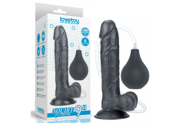 Черный фаллоимитатор Squirt Extreme 9 с имитацией эякуляции - 23 см.