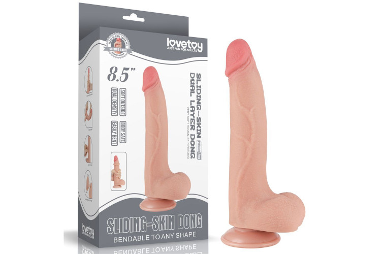 Телесный фаллоимитатор 8.5 Sliding Skin Dual Layer Dong - 20 см.