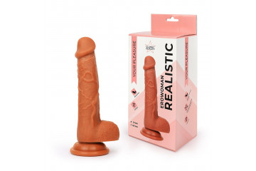 Реалистичный коричневый фаллоимитатор Erowoman - 18,5 см.
