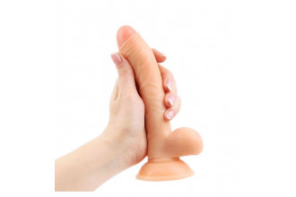 Фаллоимитатор с мошонкой Erowoman телесного цвета - 18,5 см.