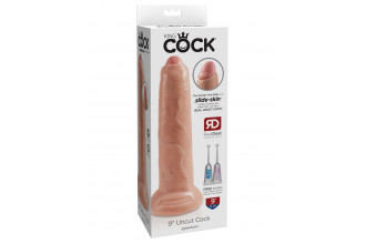 Телесный необрезанный фаллоимитатор на присоске 9 Uncut Cock - 25,4 см.