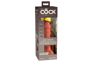 Фаллоимитатор цвета карамели 6 Vibrating Silicone Dual Density Cock - 17,8 см.