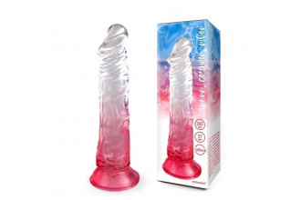 Красный гибкий фаллоимитатор на присоске - 20,5 см.