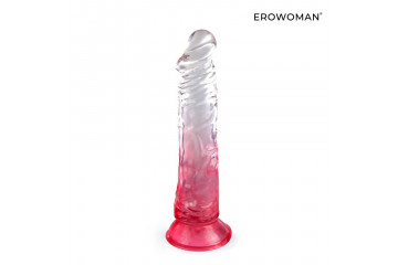 Красный гибкий фаллоимитатор на присоске - 20,5 см.