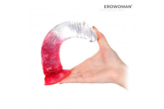 Красный гибкий фаллоимитатор на присоске - 20,5 см.