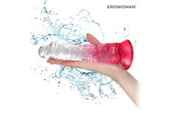 Красный гибкий фаллоимитатор на присоске - 20,5 см.