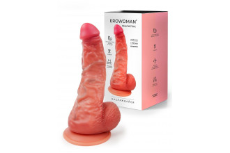 Телесный силиконовый фаллоимитатор на присоске - 24 см.