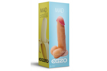 Телесный фаллоимитатор Mad Banana из киберкожи с присоской - 19 см.