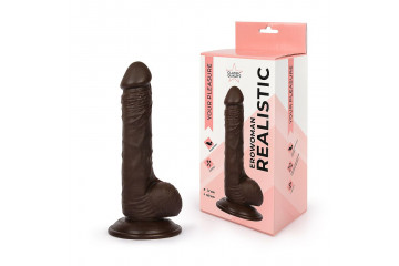 Реалистичный фаллоимитатор Erowoman коричневого цвета - 19,5 см.