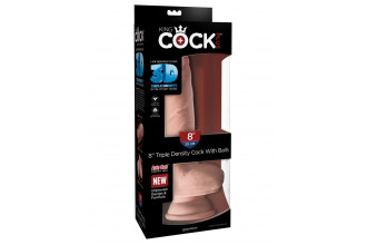 Телесный фаллоимитатор на присоске 8 Triple Density Fat Cock with Balls - 24,1 см.
